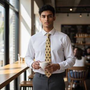 ROBERT TALBOTT Men's 100%‎ Silk Necktie USA Geometric Professional Office